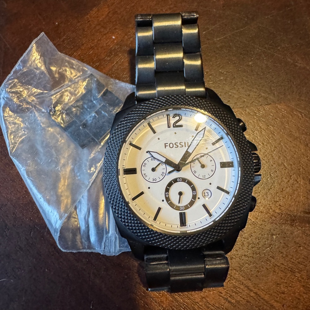 Fossil Black and White Chronograph Watch